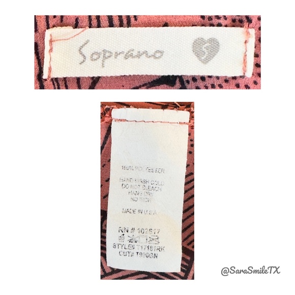 SOPRANO Salmon Pink Black Geo Print Asymmetrical Swing Camisole Tank Top - Picture 13 of 13